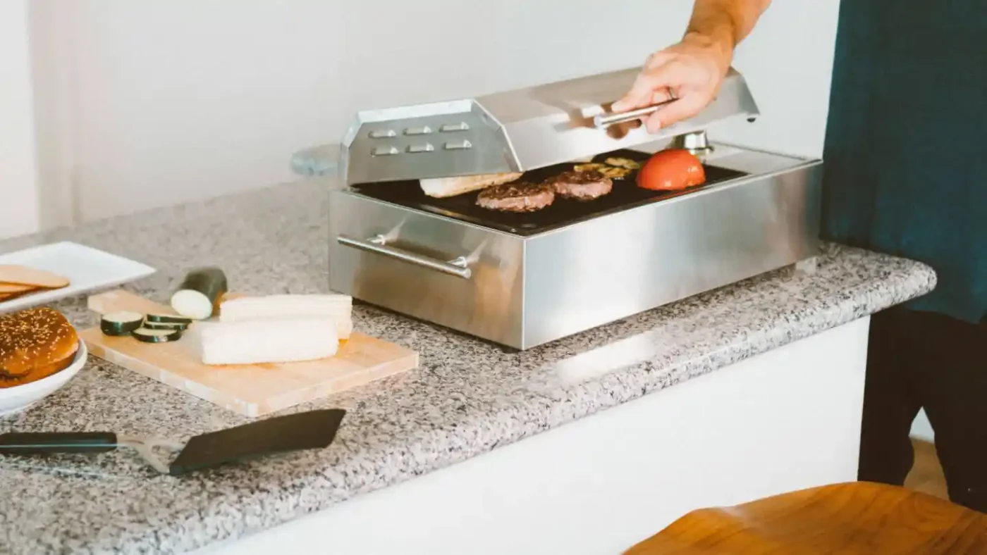 Kenyon City Grill Parrilla Eléctrica Portatil Argentina - hamburguesas en cocina