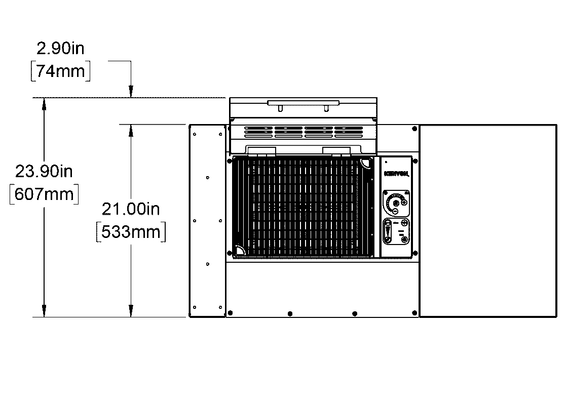 Kenyon Argentina Parrillas Eléctricas - Plano frontal con medidas