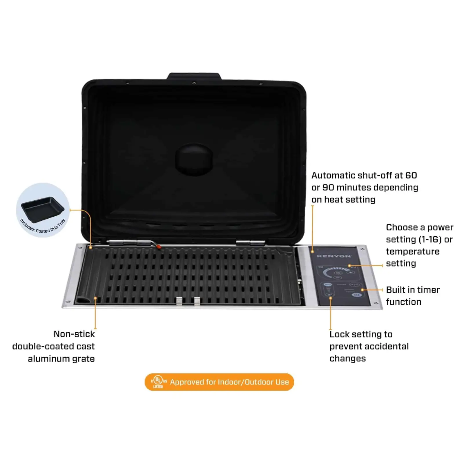 Kenyon Argentina Parrillas Eléctricas - Esquema con tapa negra