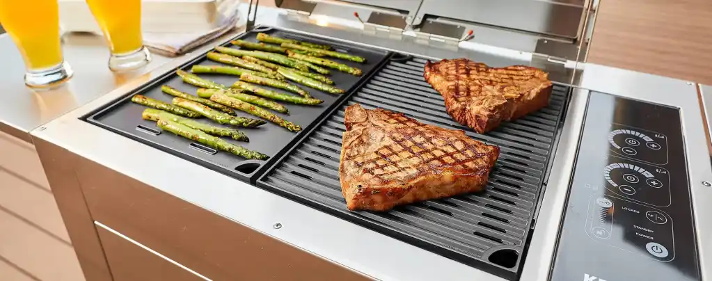 Kenyon Argentina Parrillas Eléctricas - Espárragos y carne grillados