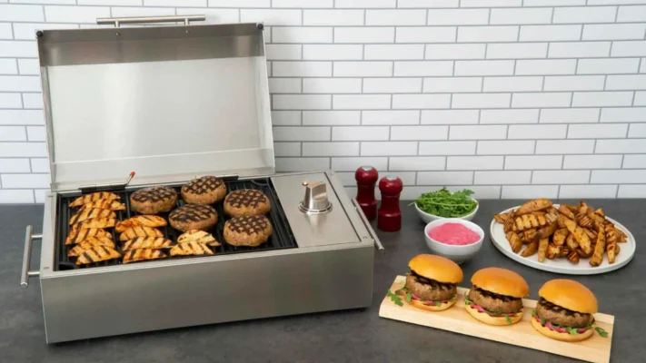 Kenyon Argentina parrillas electricas portables cocinando-hamburguesas